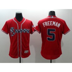 MLB Atlanta Braves 5 Freddie Freeman Red Stitched Majestic Flex Base Men Jersey