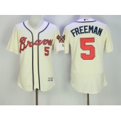 MLB Atlanta Braves 5 Freddie Freeman Retired Cream Stitched Majestic Flex Base Men Jersey