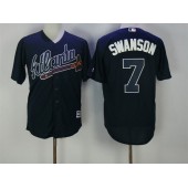 MLB Atlanta Braves 7 Swanson Blue 2016 Cool Base Men Jersey