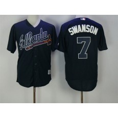 MLB Atlanta Braves 7 Swanson Blue 2016 Cool Base Men Jersey