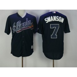 MLB Atlanta Braves 7 Swanson Blue 2016 Cool Base Men Jersey
