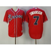 MLB Atlanta Braves 7 Swanson Red 2017 Cool Base Men Jersey