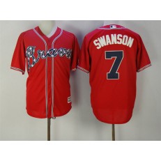 MLB Atlanta Braves 7 Swanson Red 2017 Cool Base Men Jersey