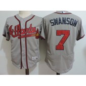 MLB Atlanta Braves 7 Swanson Retired Gray Road Stitched Majestic Flex Base Men Jersey