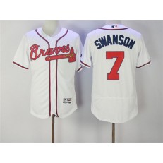 MLB Atlanta Braves 7 Swanson White Home 2016 Flexbase Stitched Baseball Men Jersey