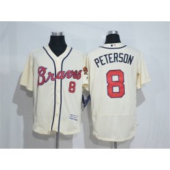 MLB Atlanta Braves 8 Jace Peterson Retired Cream Stitched Majestic Flex Base Men Jersey