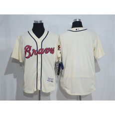MLB Atlanta Braves Blank Retired Cream Stitched Majestic Flex Base Men Jersey