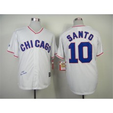 MLB Chicago Cubs 10 Ron Santo 1968 White Throwback Men Jersey