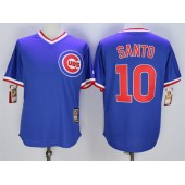 MLB Chicago Cubs 10 Ron Santo Blue Throwback Cool Base Men Jersey
