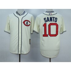 MLB Chicago Cubs 10 Ron Santo Cream 1929 Majestic Cooperstown Collection Throwback Men Jersey
