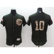 MLB Chicago Cubs 10 Ron Santo Retired Green Salute to Service 2016 Flexbase Majestic Baseball Men Jersey