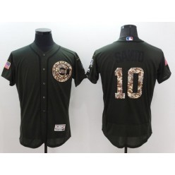 MLB Chicago Cubs 10 Ron Santo Retired Green Salute to Service 2016 Flexbase Majestic Baseball Men Jersey
