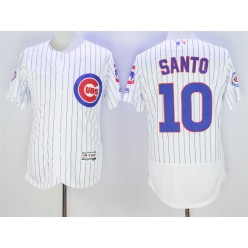 MLB Chicago Cubs 10 Ron Santo White Home 100th Anniversary 2016 Flexbase Majestic Baseball Men Jersey