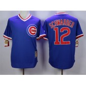 MLB Chicago Cubs 12 Kyle Schwarber Blue Throwback Cool Base Men Jersey