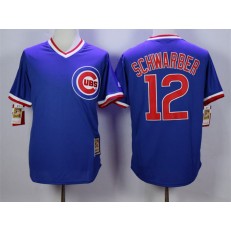 MLB Chicago Cubs 12 Kyle Schwarber Blue Throwback Cool Base Men Jersey