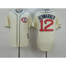 MLB Chicago Cubs 12 Kyle Schwarber Cream 1929 Majestic Cooperstown Collection Throwback Men Jersey