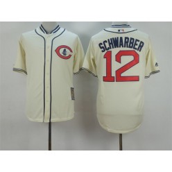 MLB Chicago Cubs 12 Kyle Schwarber Cream 1929 Majestic Cooperstown Collection Throwback Men Jersey