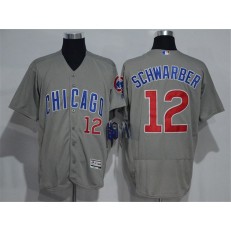 MLB Chicago Cubs 12 Kyle Schwarber Gray Road Stitched 2016 Majestic Flex Base Men Jersey