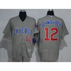 MLB Chicago Cubs 12 Kyle Schwarber Gray Road Stitched 2016 Majestic Flex Base Men Jersey