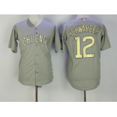 MLB Chicago Cubs 12 Kyle Schwarber Gray World Series Champions Gold Stitched Majestic 2017 Cool Base Men Jersey