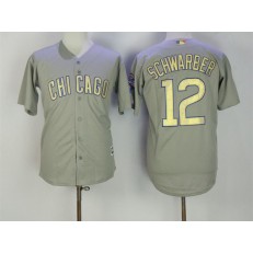 MLB Chicago Cubs 12 Kyle Schwarber Gray World Series Champions Gold Stitched Majestic 2017 Cool Base Men Jersey