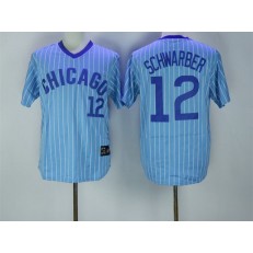 MLB Chicago Cubs 12 Kyle Schwarber Light Blue Pullover 1988 Cooperstown Collection Stitched Men Jersey