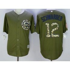 MLB Chicago Cubs 12 Kyle Schwarber Retired Green Salute to Service Cool Base Baseball Men Jersey
