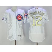 MLB Chicago Cubs 12 Kyle Schwarber White World Series Champions Gold Stitched Majestic 2016 Flex Base Men Jersey