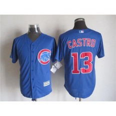 MLB Chicago Cubs 13 Starlin Castro Blue Cool Base Men Jersey