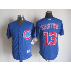 MLB Chicago Cubs 13 Starlin Castro Blue Cool Base Men Jersey