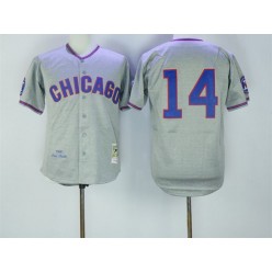MLB Chicago Cubs 14 Ernie Banks 1968 Gray Wool Throwback Men Jersey