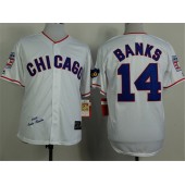 MLB Chicago Cubs 14 Ernie Banks 1968 White Throwback Men Jersey