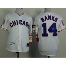 MLB Chicago Cubs 14 Ernie Banks 1968 White Throwback Men Jersey
