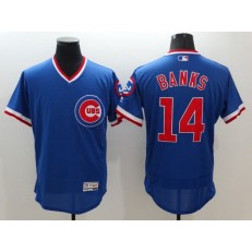 MLB Chicago Cubs 14 Ernie Banks Blue Pullover 2016 Flex Base Majestic Stitched Men Jersey