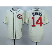 MLB Chicago Cubs 14 Ernie Banks Cream 1929 Majestic Cooperstown Collection Throwback Men Jersey