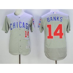MLB Chicago Cubs 14 Ernie Banks Gray Road Stitched 2016 Majestic Flex Base Men Jersey