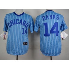 MLB Chicago Cubs 14 Ernie Banks Light Blue Pullover 1988 Cooperstown Collection Stitched Men Jersey