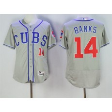 MLB Chicago Cubs 14 Ernie Banks Retired Gray CUBS Stitched 2016 Majestic Flex Base Men Jersey