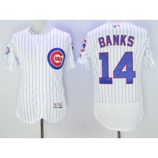 MLB Chicago Cubs 14 Ernie Banks White Home 100th Anniversary 2016 Flexbase Majestic Baseball Men Jersey