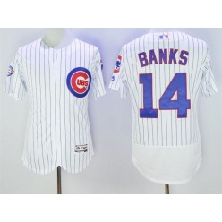 MLB Chicago Cubs 14 Ernie Banks White Home 100th Anniversary 2016 Flexbase Majestic Baseball Men Jersey