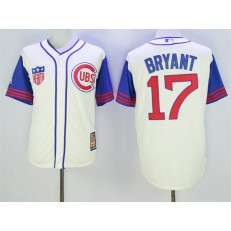 MLB Chicago Cubs 17 Kris Bryant Cream 1942 Majestic Cooperstown Collection Throwback Men Jersey