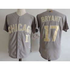 MLB Chicago Cubs 17 Kris Bryant Gray Gold with White Edge World Series Champions Stitched Majestic 2017 Flex Base Jersey