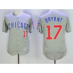 MLB Chicago Cubs 17 Kris Bryant Gray Road Stitched 2016 Majestic Flex Base Men Jersey