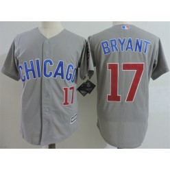 MLB Chicago Cubs 17 Kris Bryant Gray Road with Small Number Stitched Majestic Cool Base Men Jersey