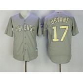MLB Chicago Cubs 17 Kris Bryant Gray World Series Champions Gold Stitched Majestic 2017 Cool Base Men Jersey