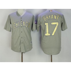 MLB Chicago Cubs 17 Kris Bryant Gray World Series Champions Gold Stitched Majestic 2017 Cool Base Men Jersey