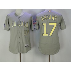 MLB Chicago Cubs 17 Kris Bryant Gray World Series Champions Gold Stitched Majestic 2017 Flex Base Men Jersey