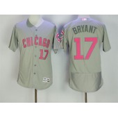 MLB Chicago Cubs 17 Kris Bryant Gray with Pink Mother's Day Stitched Majestic Flex Base Men Jersey