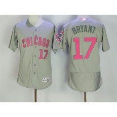 MLB Chicago Cubs 17 Kris Bryant Gray with Pink Mother's Day Stitched Majestic Flex Base Men Jersey