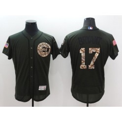 MLB Chicago Cubs 17 Kris Bryant Retired Green Salute to Service 2016 Flexbase Majestic Baseball Men Jersey